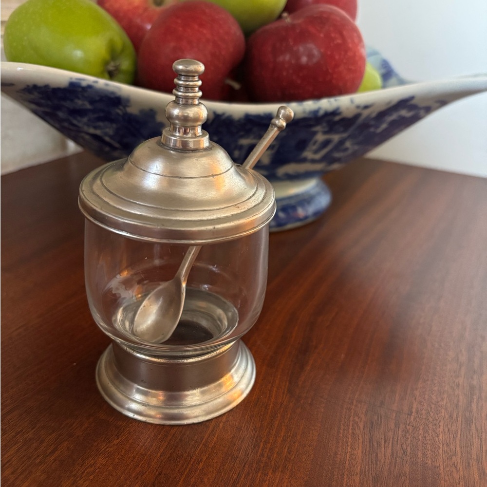 Match Pewter Condiment Jar with Spoon